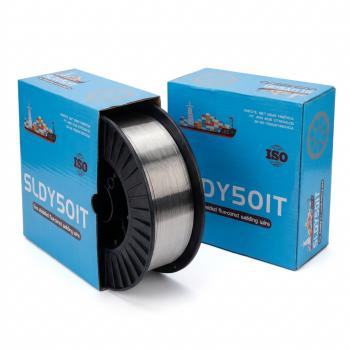 ลวดฟลักซ์คอร์ เหล็ก SLDY501T E71T1 ม้วน15กก. ใช้แก๊ส เชื่อมโครงสร้าง